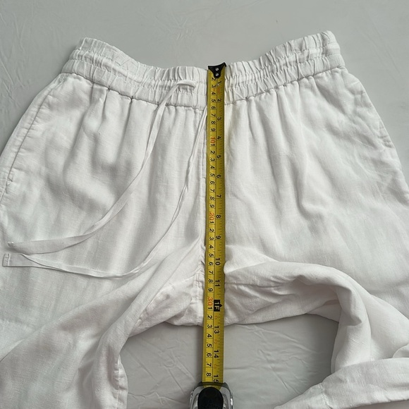 J Crew Seaside wide leg white cropped linen drawstring waist pants - Picture 11 of 16
